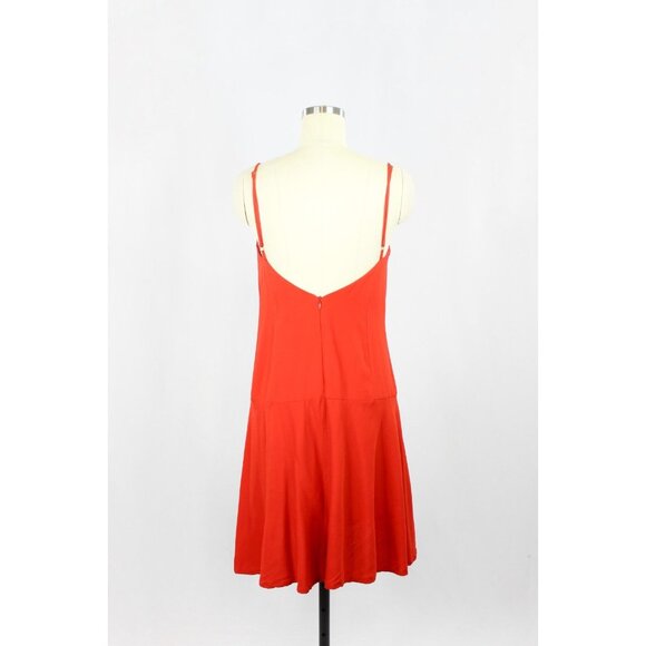 FARM RIO Red Viscose Crepe V-Neck Drop Waist Dress, Size P/S - Picture 3 of 13